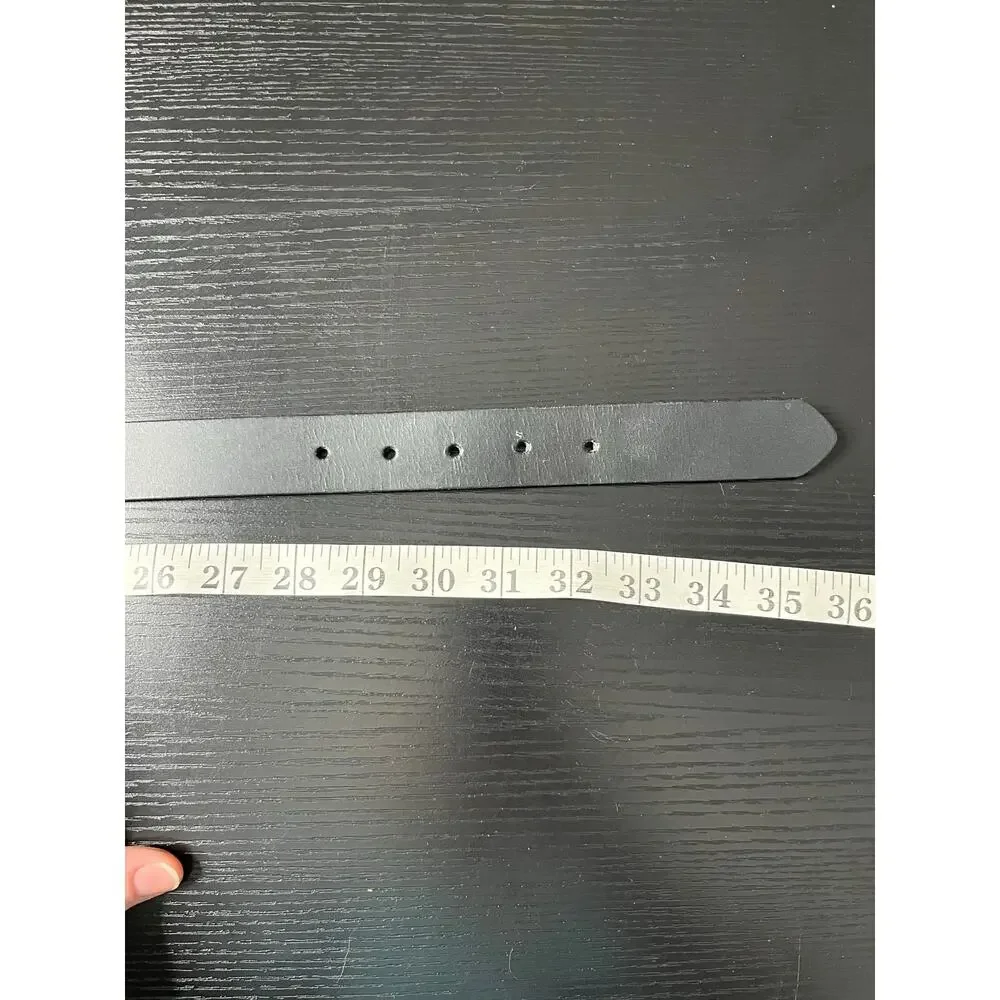 Vintage Linea Pelle Classic Black Leather Belt with Unique Rectangular Buckle